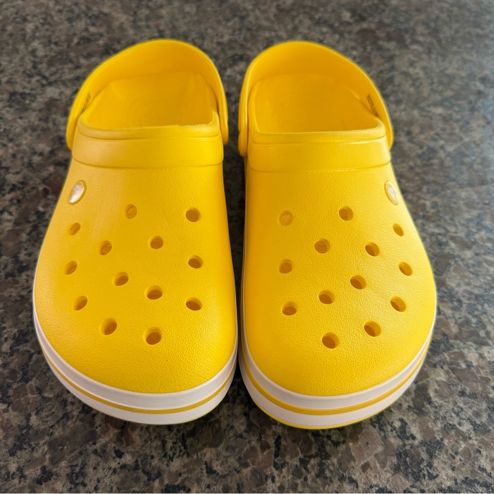 Yellow Crocband Crocs. Men’s 11 - Picture 3 of 6